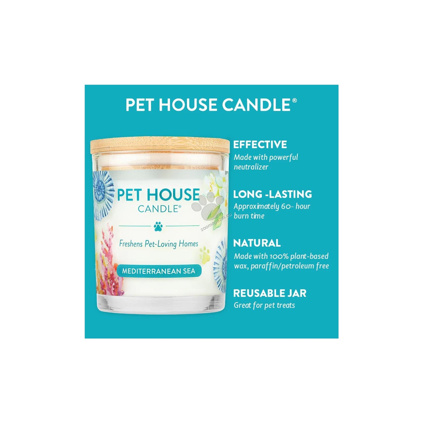 Pet House Candles Mediterranean Sea - натурална свещ с аромат на Средиземно море 255 гр