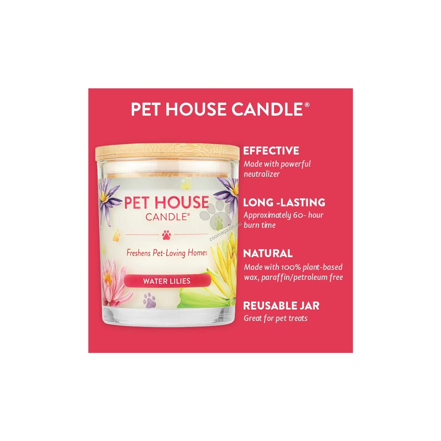 Pet House Candles Water Lilies - натурална свещ с аромат на водни лилии 255 гр