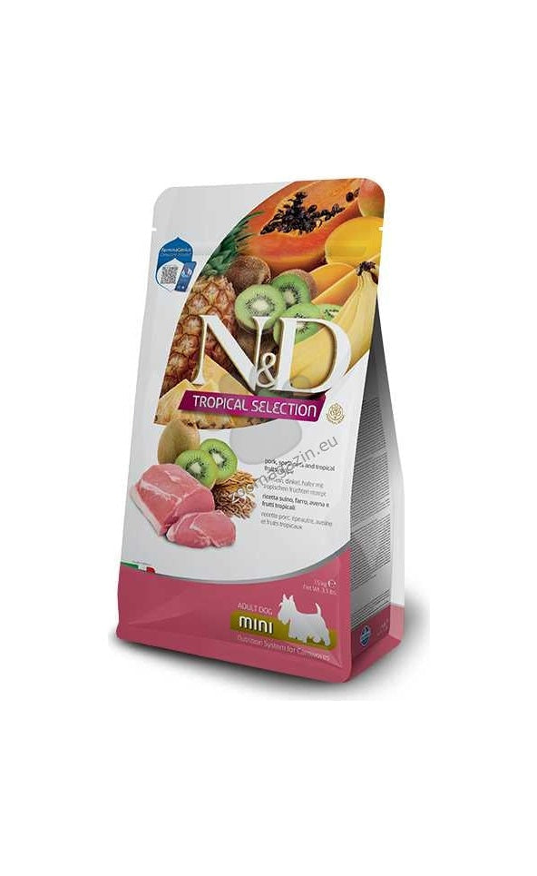 N&D Dog Tropical Selection Pork Adult Mini  - за кучета над 1 година от дребните породи, със свинско, спелта, овес и тропически плодове