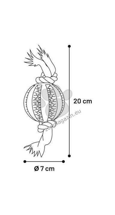 Flamingo Rubber Dental Ball with Rope - дентална топка за куче с въже 7 см.