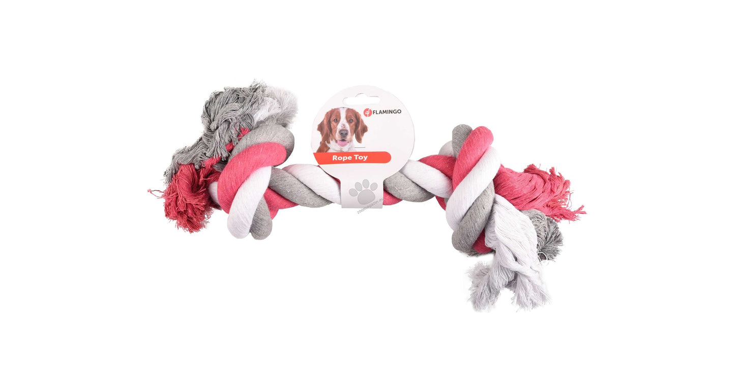 Flamingo Jim Cord with 2 Knots Fuchsia - играчка за куче, розова