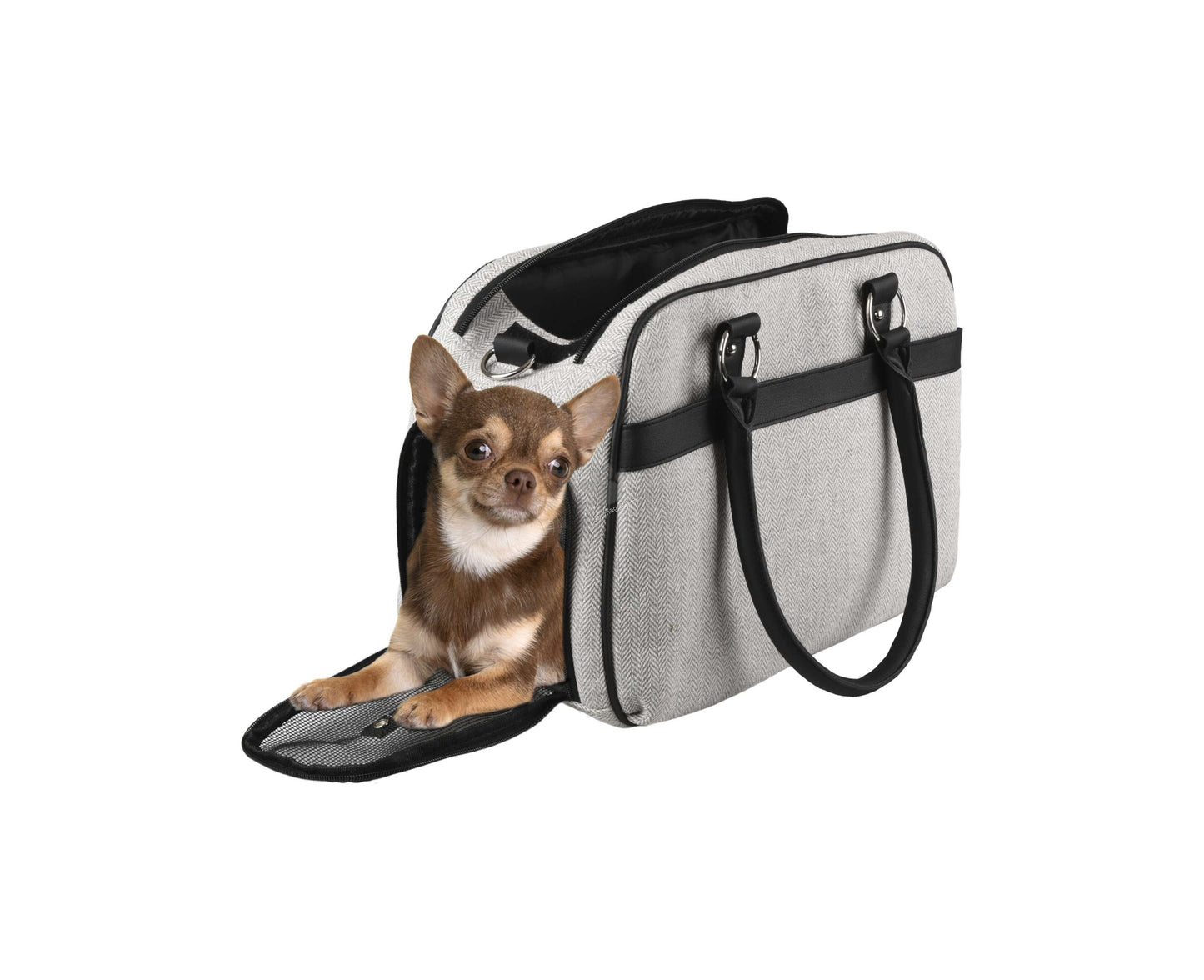 Flamingo Carrying Bag Justine Light Grey - чанта от плат за кучета, светлосив 44 / 23 / 32 см