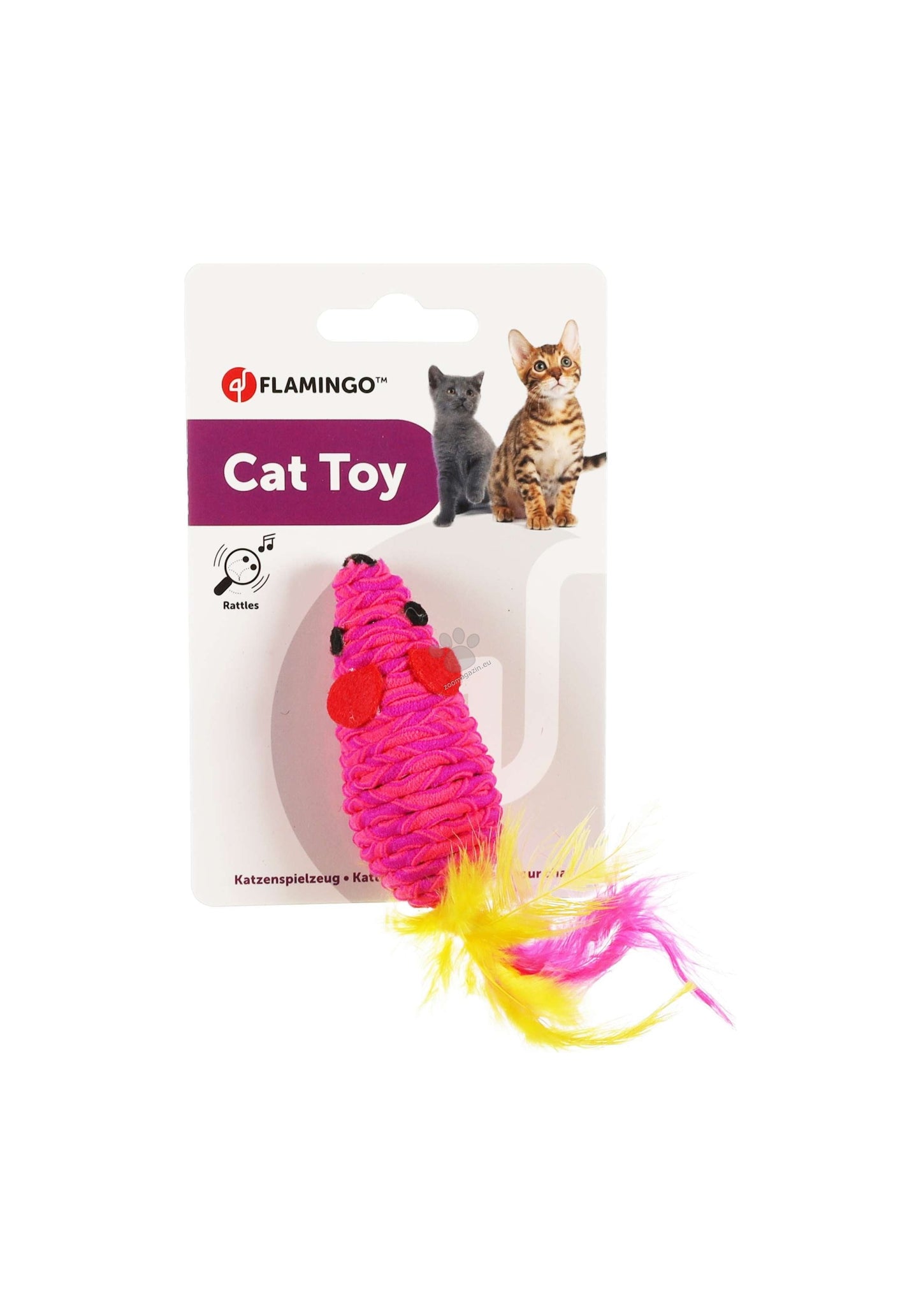 Flamingo Shuka Mouse Feather - играчка за котки 7,8 см