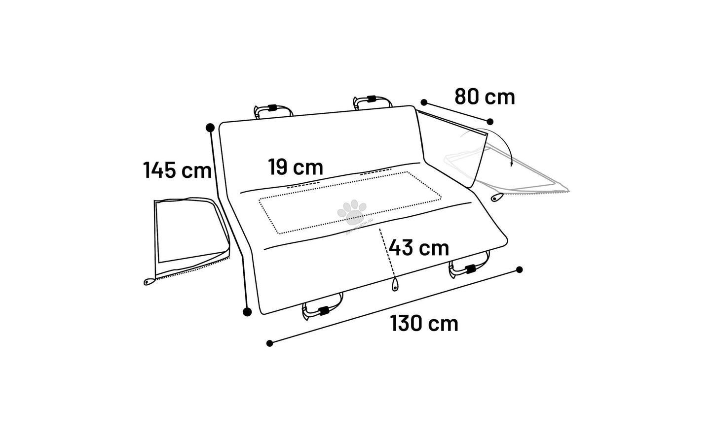Flamingo Car Blanket Logi Black - покривало за седалки 145 / 130 см