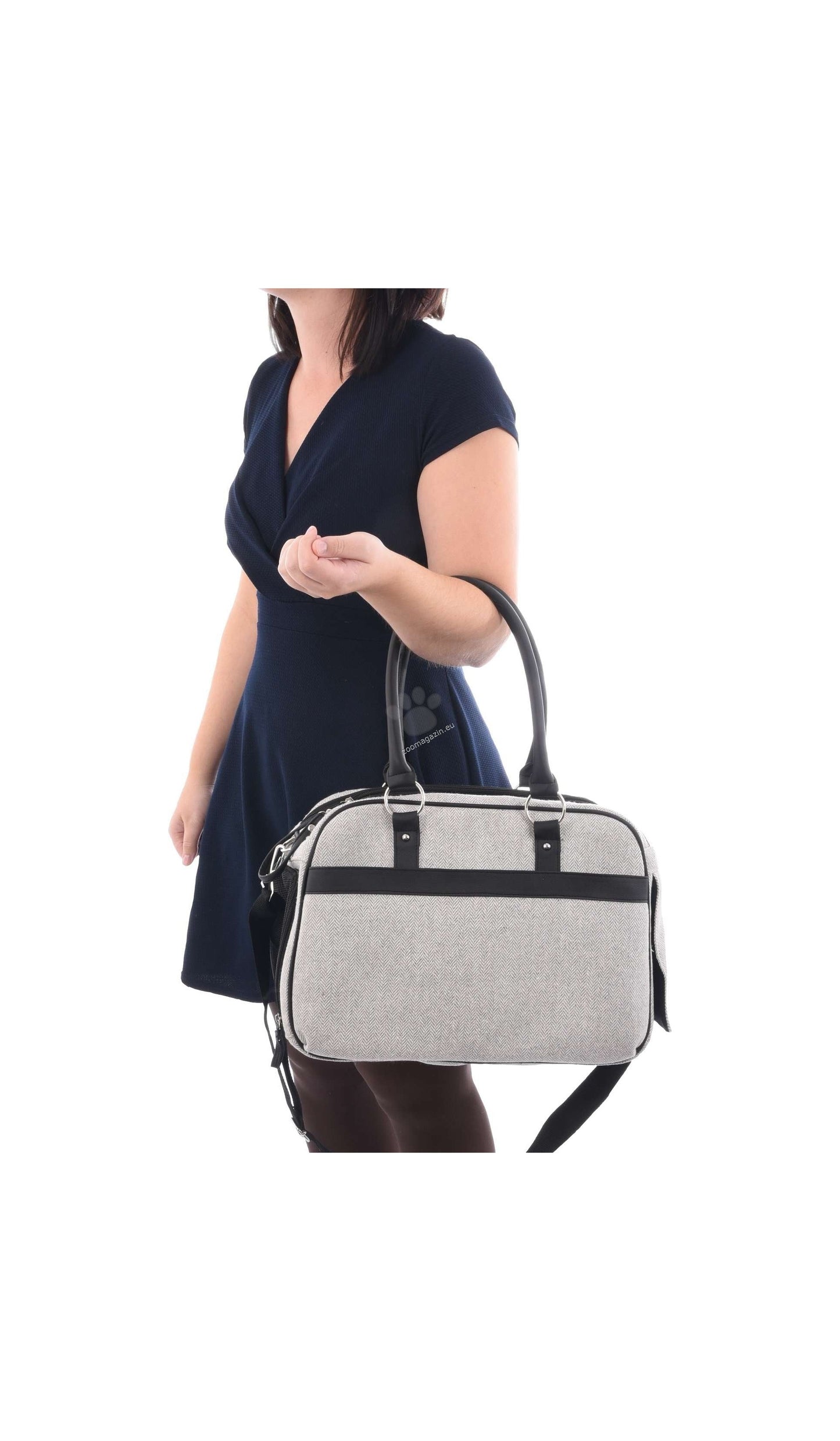 Flamingo Carrying Bag Justine Light Grey - чанта от плат за кучета, светлосив 44 / 23 / 32 см