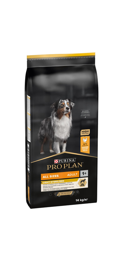 Pro Plan All Size Light and Sterilised - пълноценна храна за кастрирани кучета с пилешко месо 14 кг