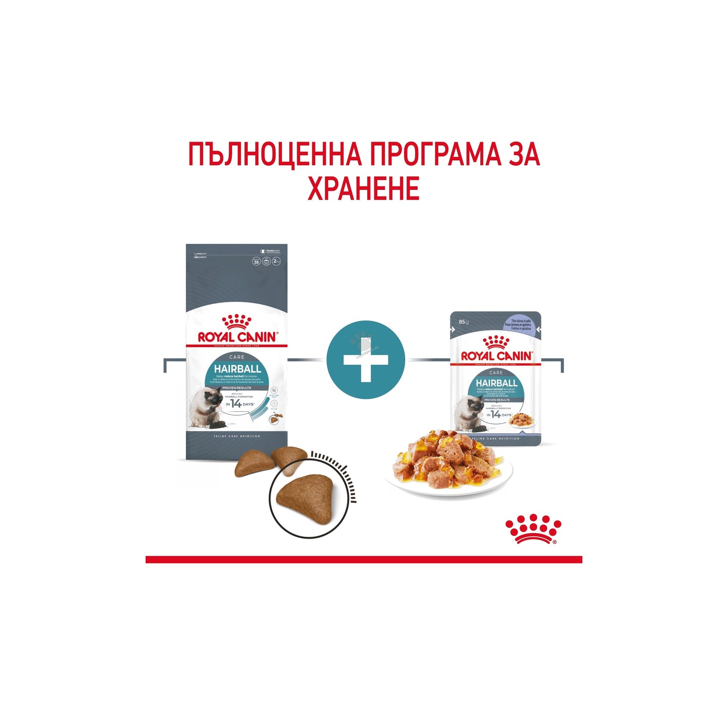 Royal Canin Hairball in Jelly - пълноценна храна за котки склони към образуване на космени топки 85 гр.