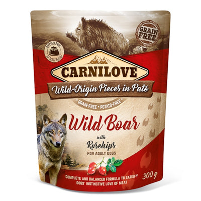 Carnilove Dog Pouch Pate Wild Boar with Rosehip - пауч за кучета с глиганско месо и шипки 300 гр