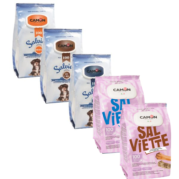 Camon Salviette - мокри кърпички за почистване с талк 100 броя