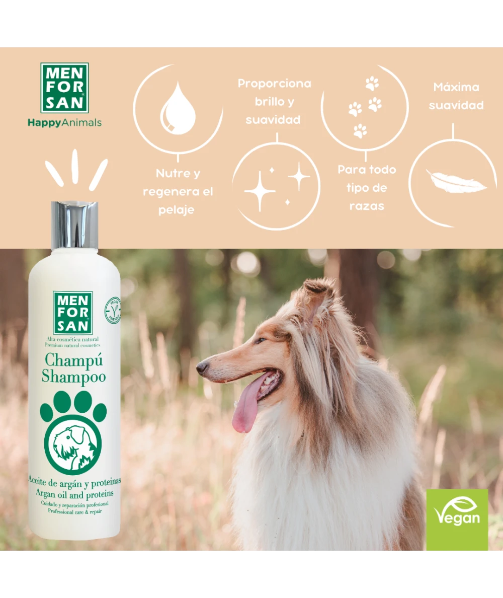 Menforsan Silk Protein and Argan Oil Shampoo - шампоан с протеин от коприва и арганово масло, за много мръсна, суха и повредена козина 300 мл.
