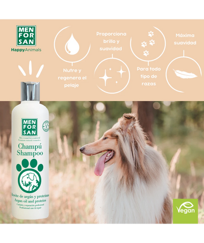 Menforsan Silk Protein and Argan Oil Shampoo - шампоан с протеин от коприва и арганово масло, за много мръсна, суха и повредена козина 300 мл.
