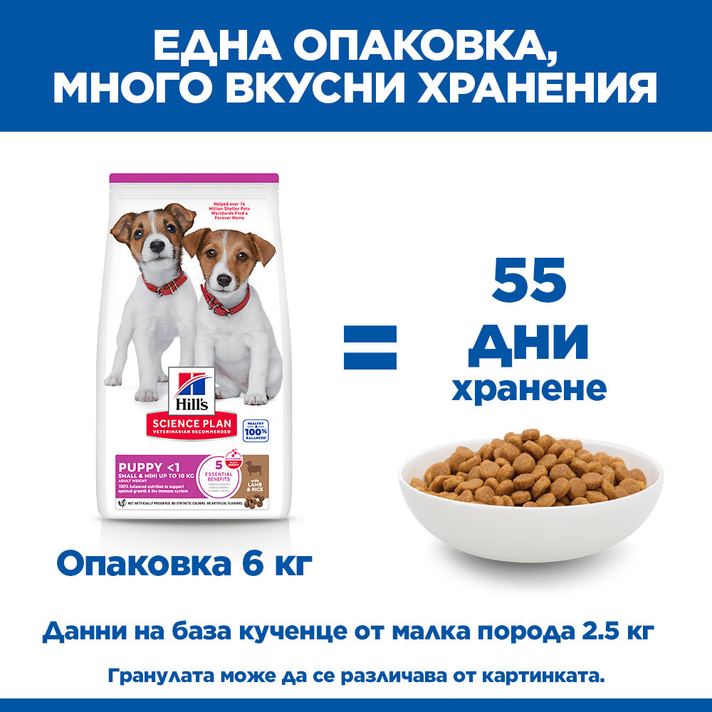 Hills Science Plan Small and Mini Puppy - суха храна за кученца от малки породи с агнешко месо 1.5 кг