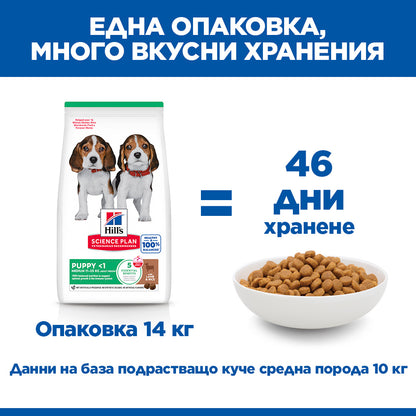 Hills Science Plan Puppy Medium - суха храна за кученца от средни породи с агнешко месо