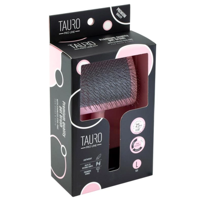 Tauro Pro Line Brush L - пластмасова четка с тънки и меки зъби 17,5 / 10,6 / 6,2 см, розов