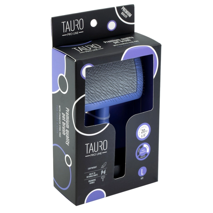 Tauro Pro Line Plastic Brush L - пластмасова четка с тънки и меки зъби 17,5 / 10,6 / 6,2 см, лилав