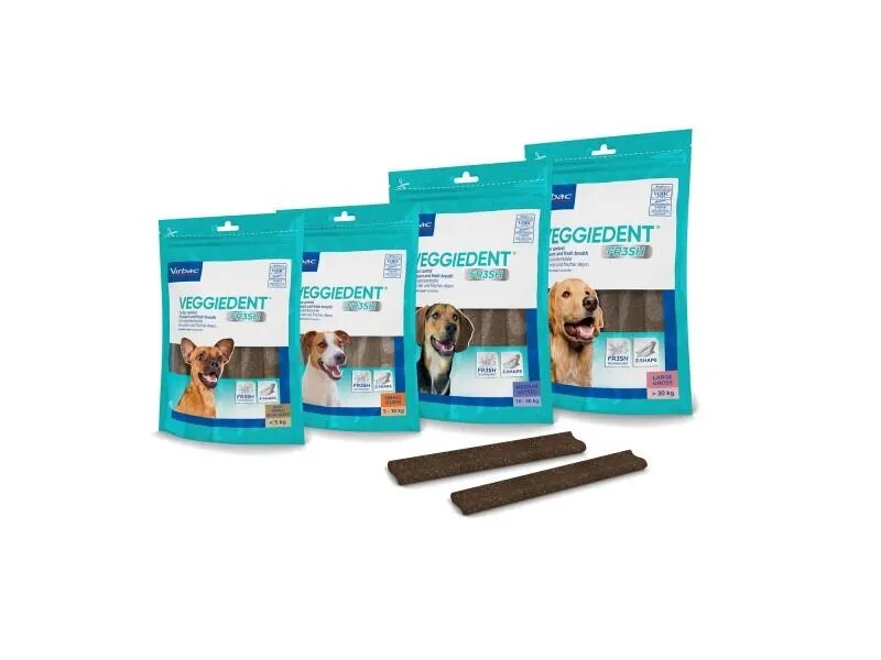 Virbac Veggiedent Fresh XS - дентални ламели за кучета до 5 кг, 15 броя